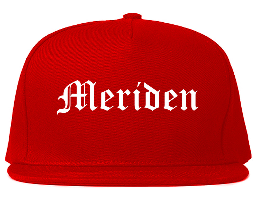 Meriden Connecticut CT Old English Mens Snapback Hat Red