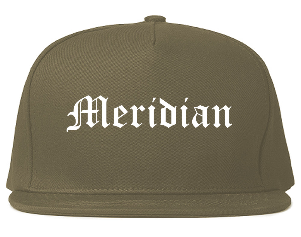 Meridian Idaho ID Old English Mens Snapback Hat Grey