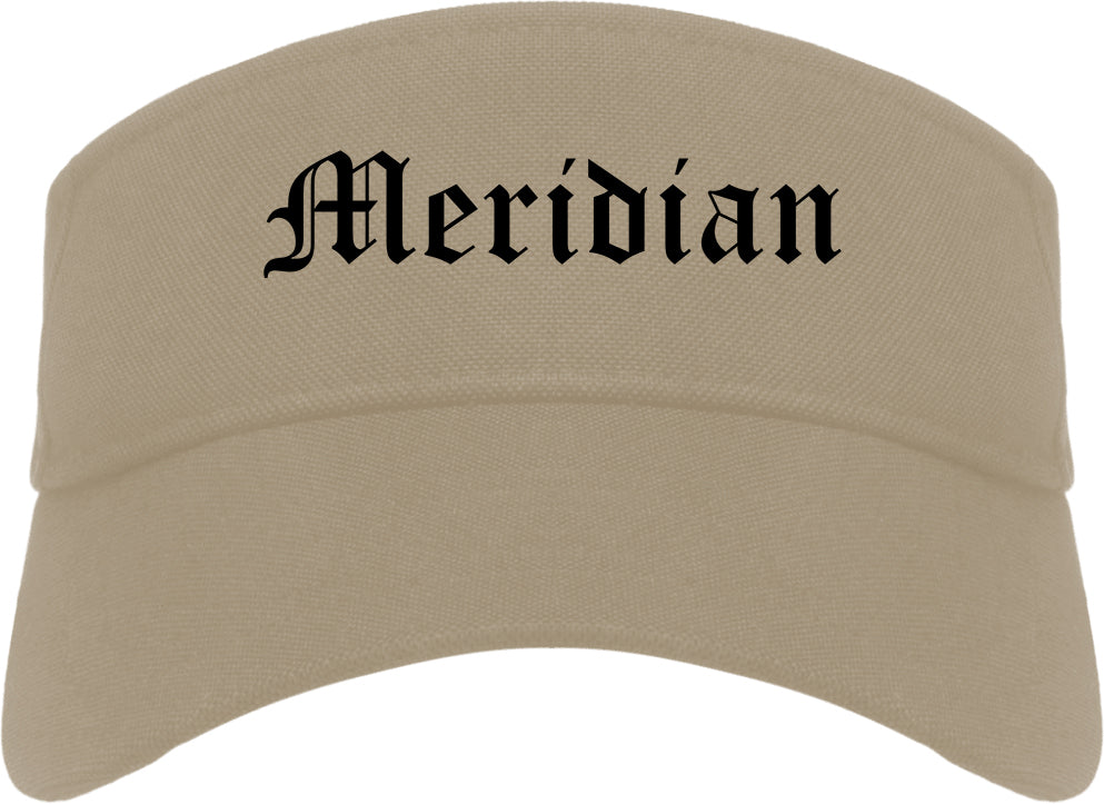 Meridian Idaho ID Old English Mens Visor Cap Hat Khaki
