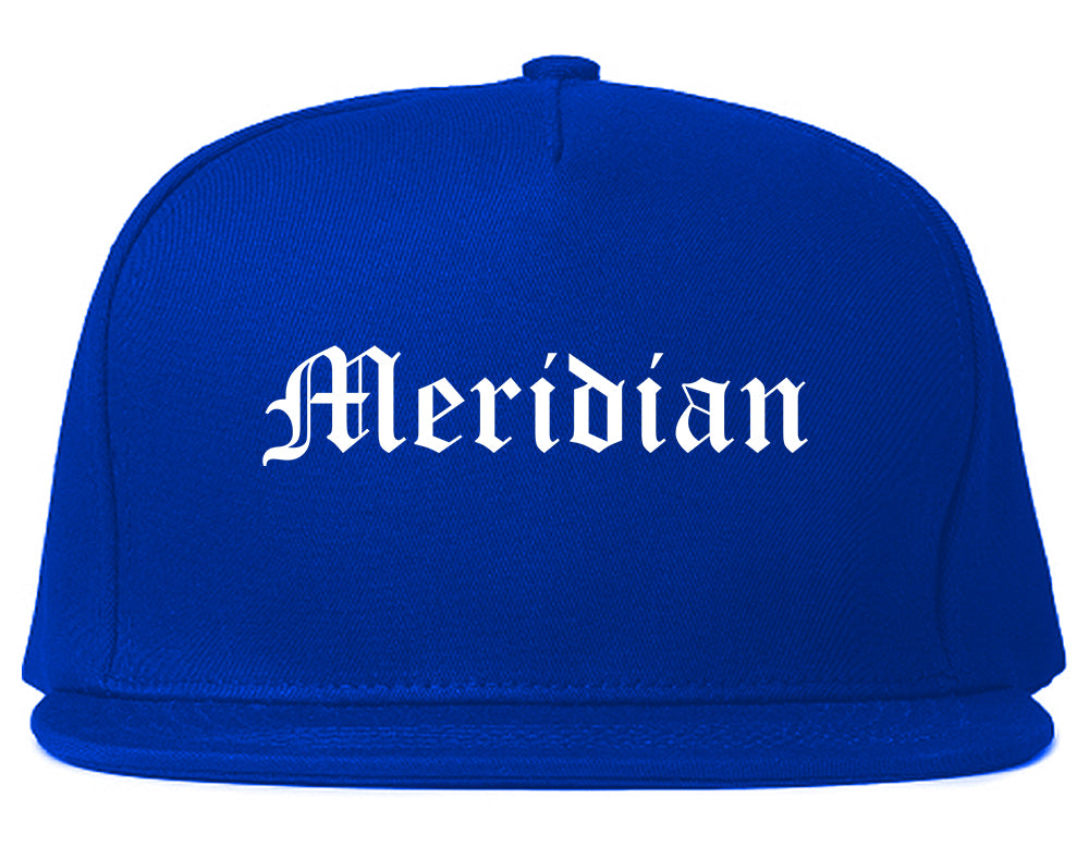 Meridian Mississippi MS Old English Mens Snapback Hat Royal Blue