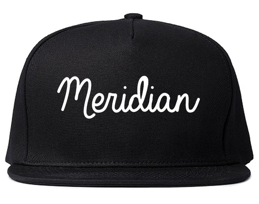 Meridian Mississippi MS Script Mens Snapback Hat Black