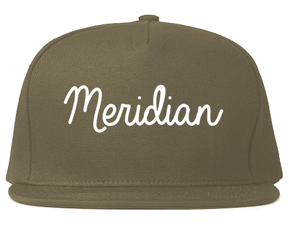 Meridian Mississippi MS Script Mens Snapback Hat Grey