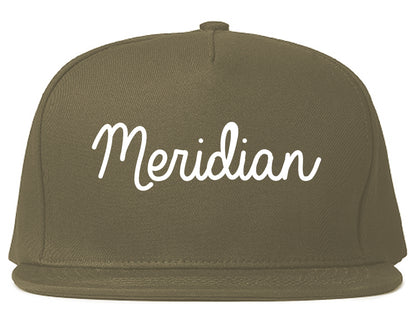 Meridian Mississippi MS Script Mens Snapback Hat Grey