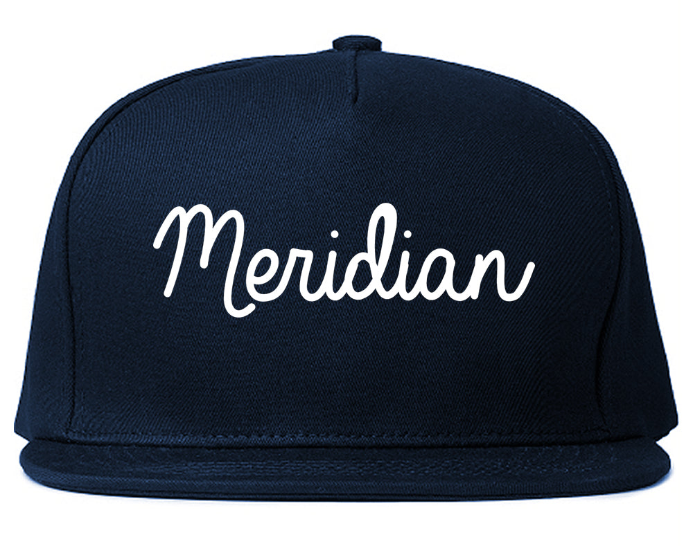 Meridian Mississippi MS Script Mens Snapback Hat Navy Blue