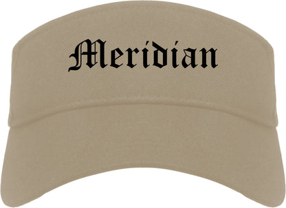 Meridian Mississippi MS Old English Mens Visor Cap Hat Khaki