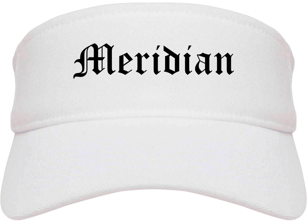 Meridian Mississippi MS Old English Mens Visor Cap Hat White