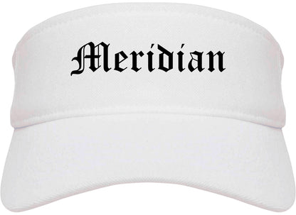 Meridian Mississippi MS Old English Mens Visor Cap Hat White