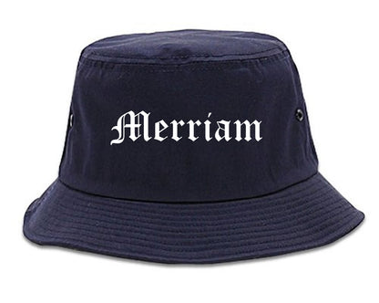 Merriam Kansas KS Old English Mens Bucket Hat Navy Blue