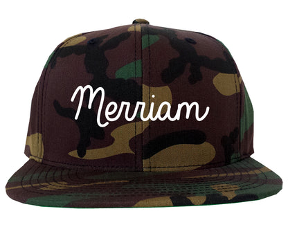 Merriam Kansas KS Script Mens Snapback Hat Army Camo