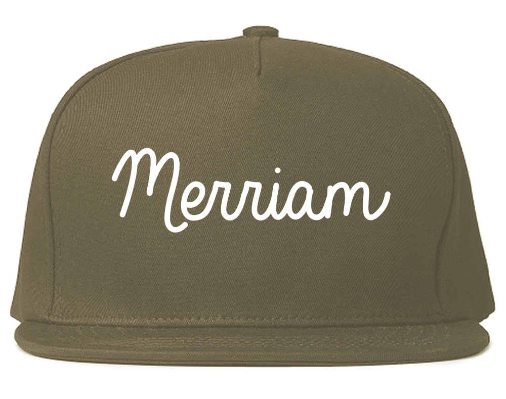 Merriam Kansas KS Script Mens Snapback Hat Grey