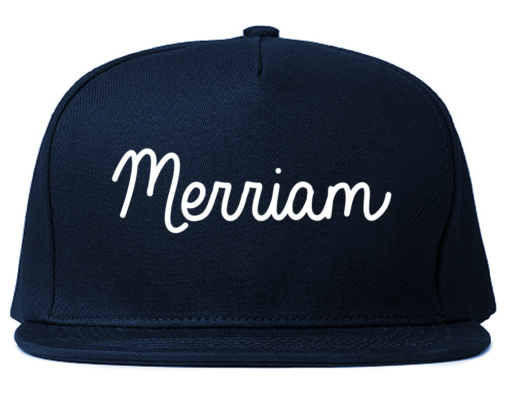 Merriam Kansas KS Script Mens Snapback Hat Navy Blue