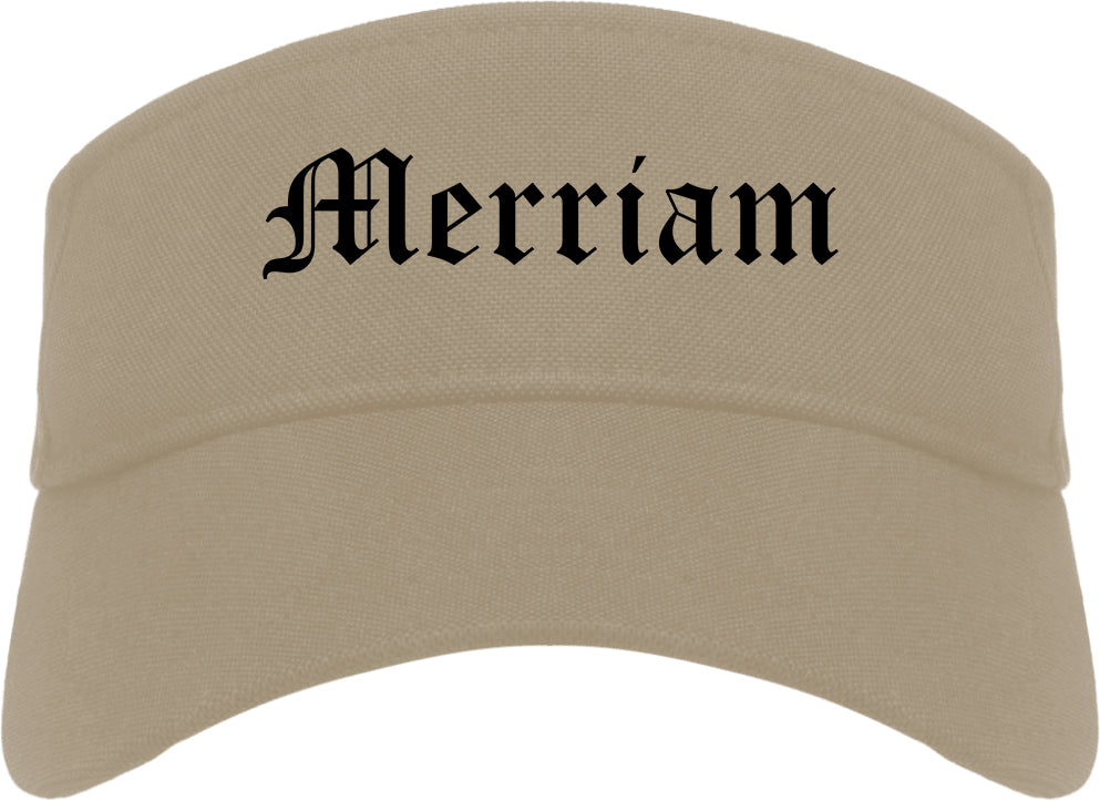 Merriam Kansas KS Old English Mens Visor Cap Hat Khaki