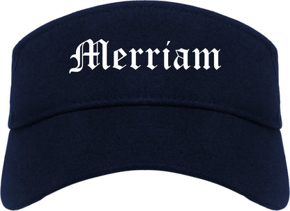 Merriam Kansas KS Old English Mens Visor Cap Hat Navy Blue