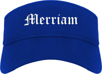 Merriam Kansas KS Old English Mens Visor Cap Hat Royal Blue