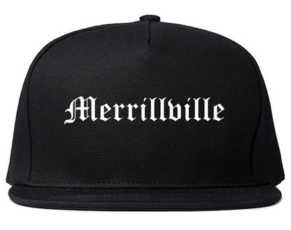 Merrillville Indiana IN Old English Mens Snapback Hat Black