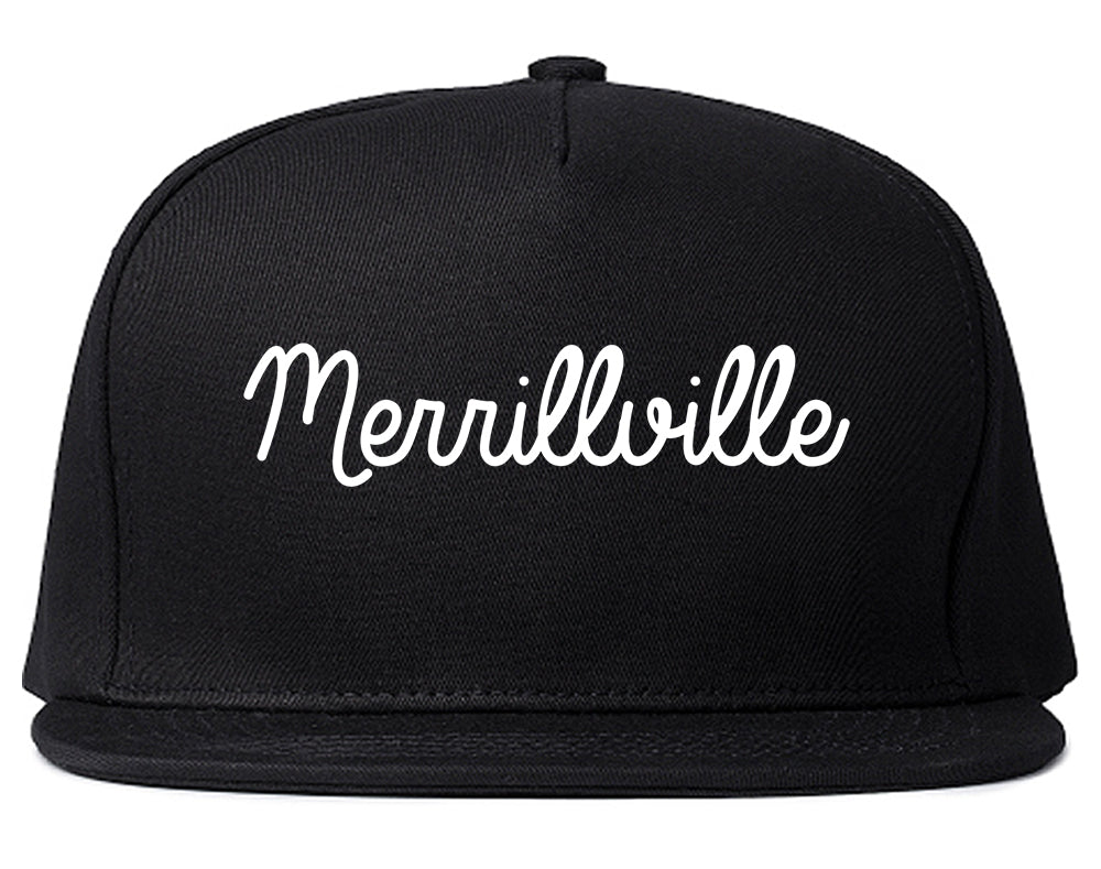 Merrillville Indiana IN Script Mens Snapback Hat Black