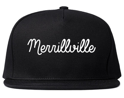 Merrillville Indiana IN Script Mens Snapback Hat Black