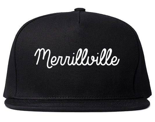Merrillville Indiana IN Script Mens Snapback Hat Black