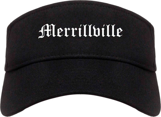 Merrillville Indiana IN Old English Mens Visor Cap Hat Black