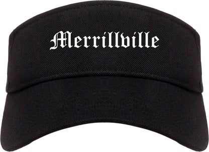 Merrillville Indiana IN Old English Mens Visor Cap Hat Black