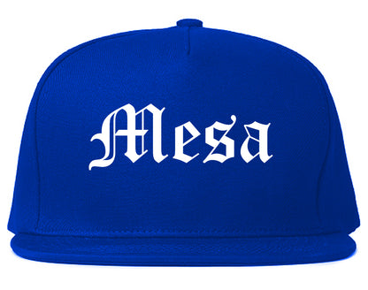 Mesa Arizona AZ Old English Mens Snapback Hat Royal Blue