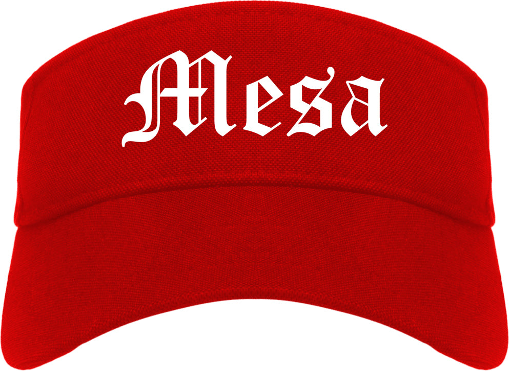 Mesa Arizona AZ Old English Mens Visor Cap Hat Red