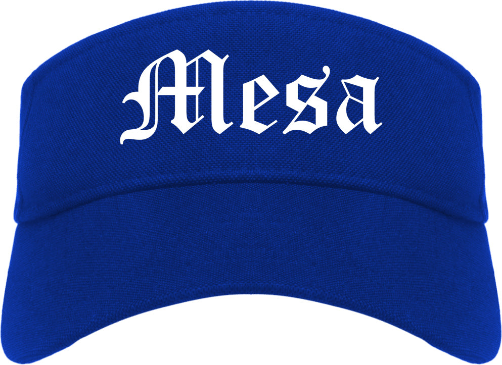 Mesa Arizona AZ Old English Mens Visor Cap Hat Royal Blue