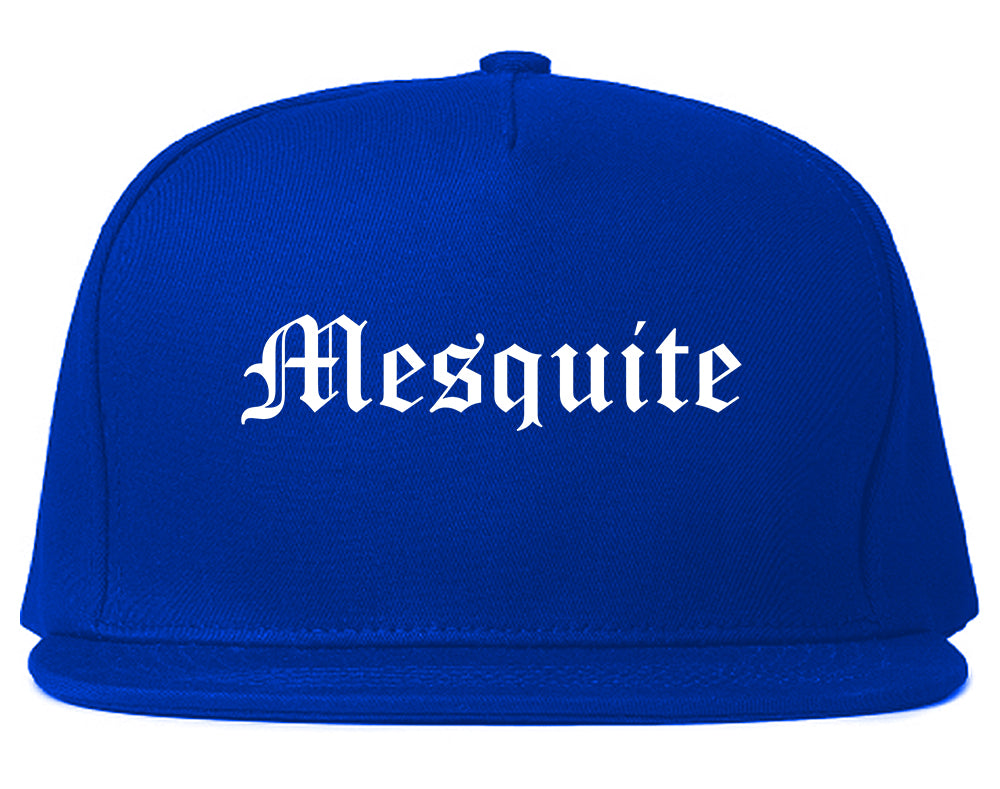 Mesquite Nevada NV Old English Mens Snapback Hat Royal Blue