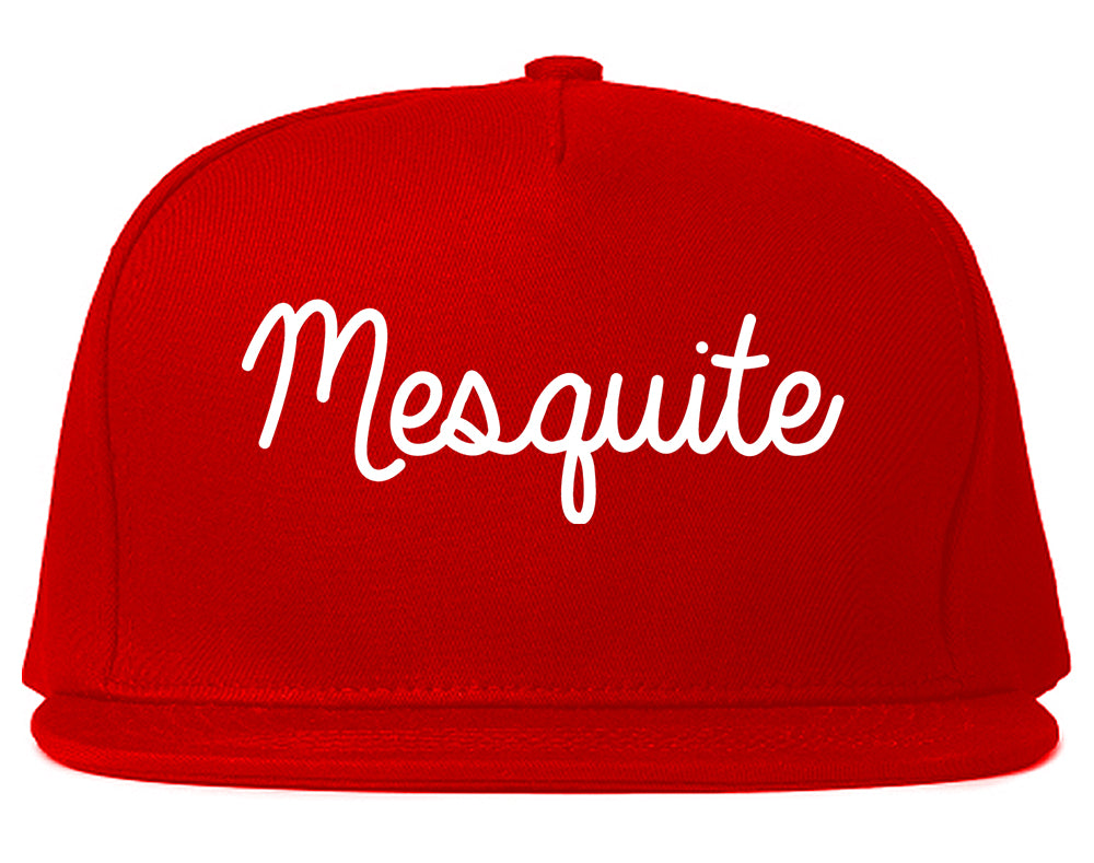 Mesquite Nevada NV Script Mens Snapback Hat Red