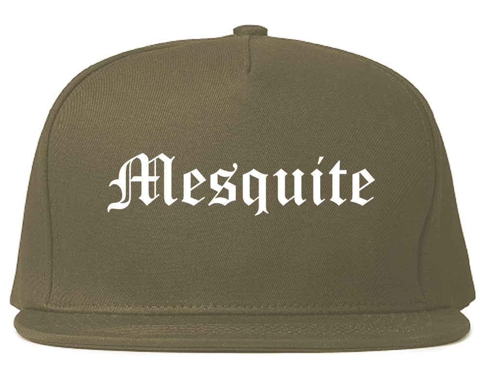 Mesquite Texas TX Old English Mens Snapback Hat Grey