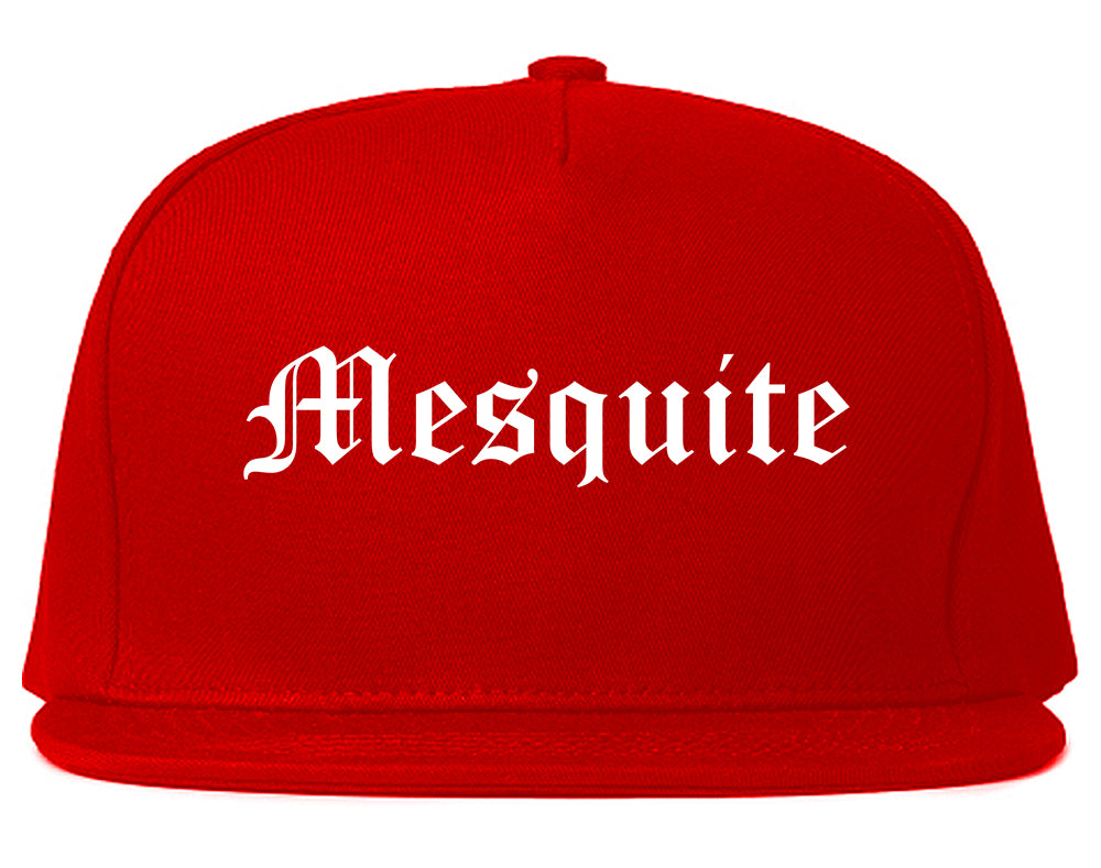 Mesquite Texas TX Old English Mens Snapback Hat Red