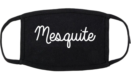 Mesquite Texas TX Script Cotton Face Mask Black