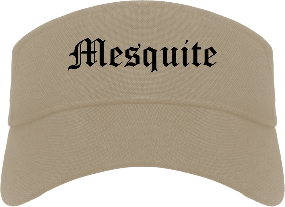 Mesquite Texas TX Old English Mens Visor Cap Hat Khaki