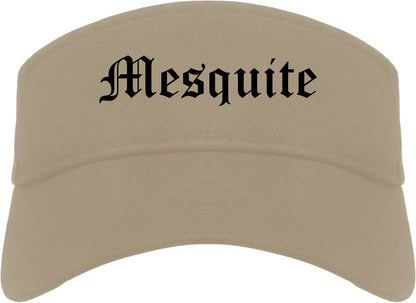 Mesquite Texas TX Old English Mens Visor Cap Hat Khaki