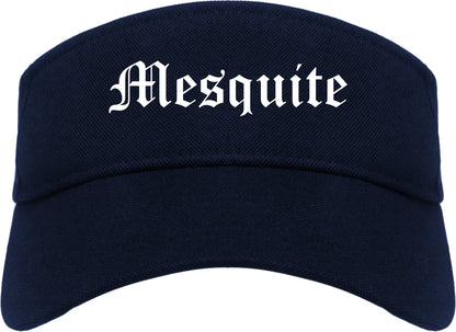 Mesquite Texas TX Old English Mens Visor Cap Hat Navy Blue
