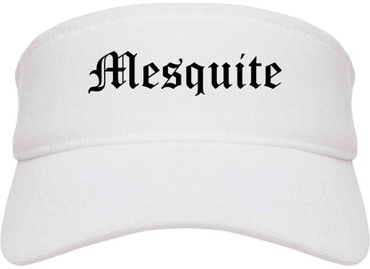 Mesquite Texas TX Old English Mens Visor Cap Hat White