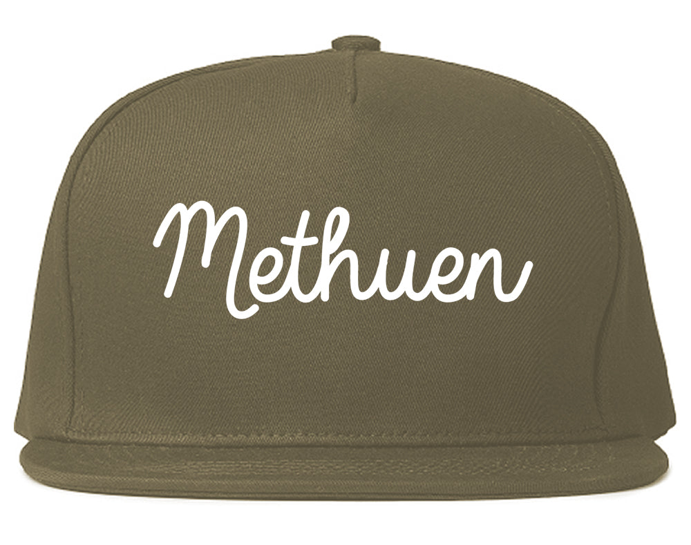 Methuen Massachusetts MA Script Mens Snapback Hat Grey