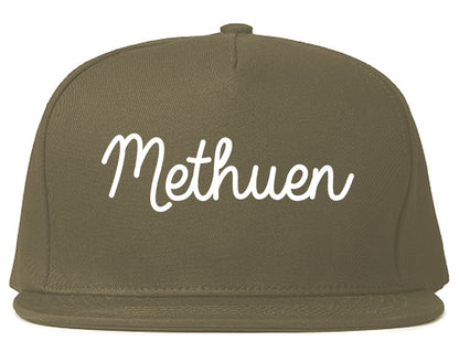 Methuen Massachusetts MA Script Mens Snapback Hat Grey