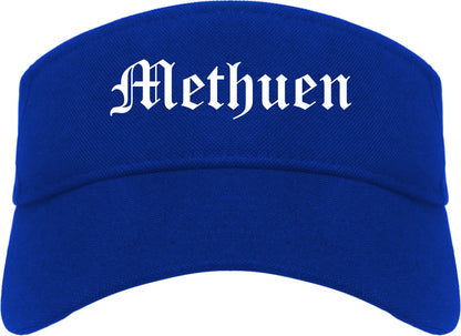 Methuen Massachusetts MA Old English Mens Visor Cap Hat Royal Blue