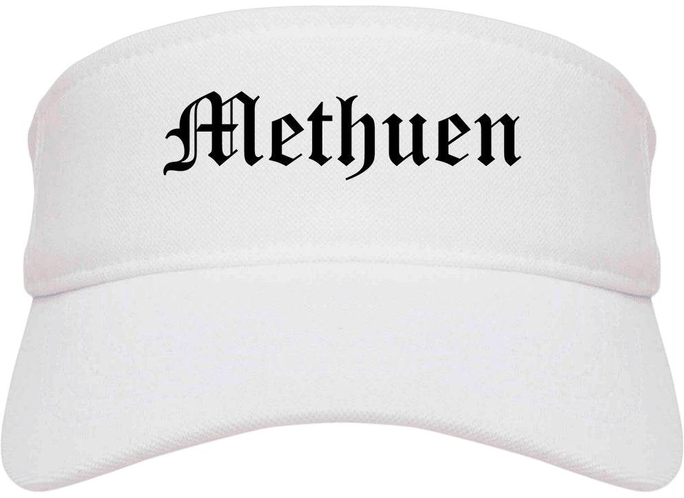 Methuen Massachusetts MA Old English Mens Visor Cap Hat White