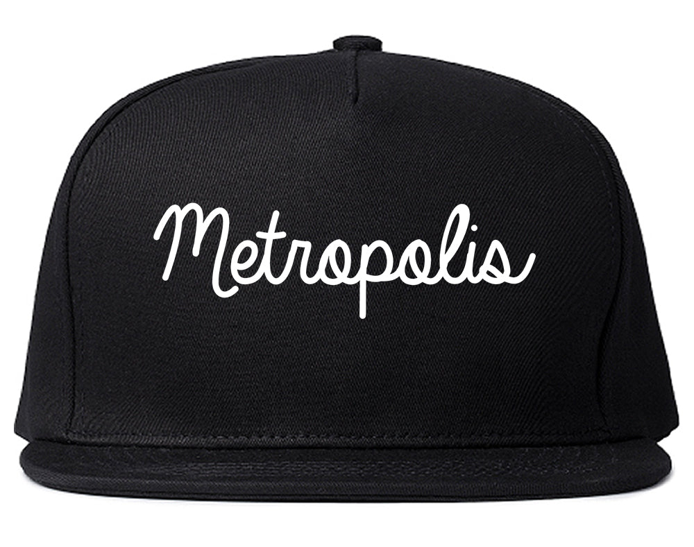 Metropolis Illinois IL Script Mens Snapback Hat Black