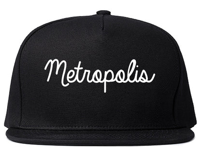 Metropolis Illinois IL Script Mens Snapback Hat Black