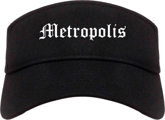Metropolis Illinois IL Old English Mens Visor Cap Hat Black