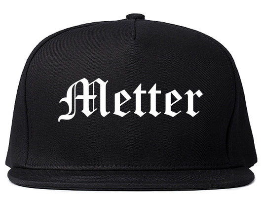 Metter Georgia GA Old English Mens Snapback Hat Black