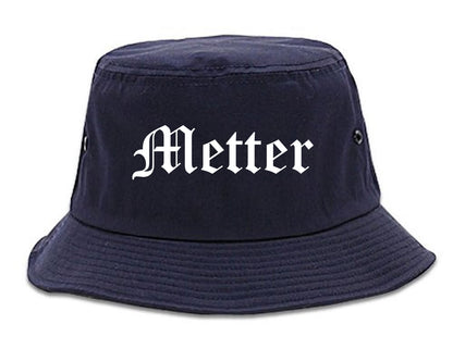 Metter Georgia GA Old English Mens Bucket Hat Navy Blue