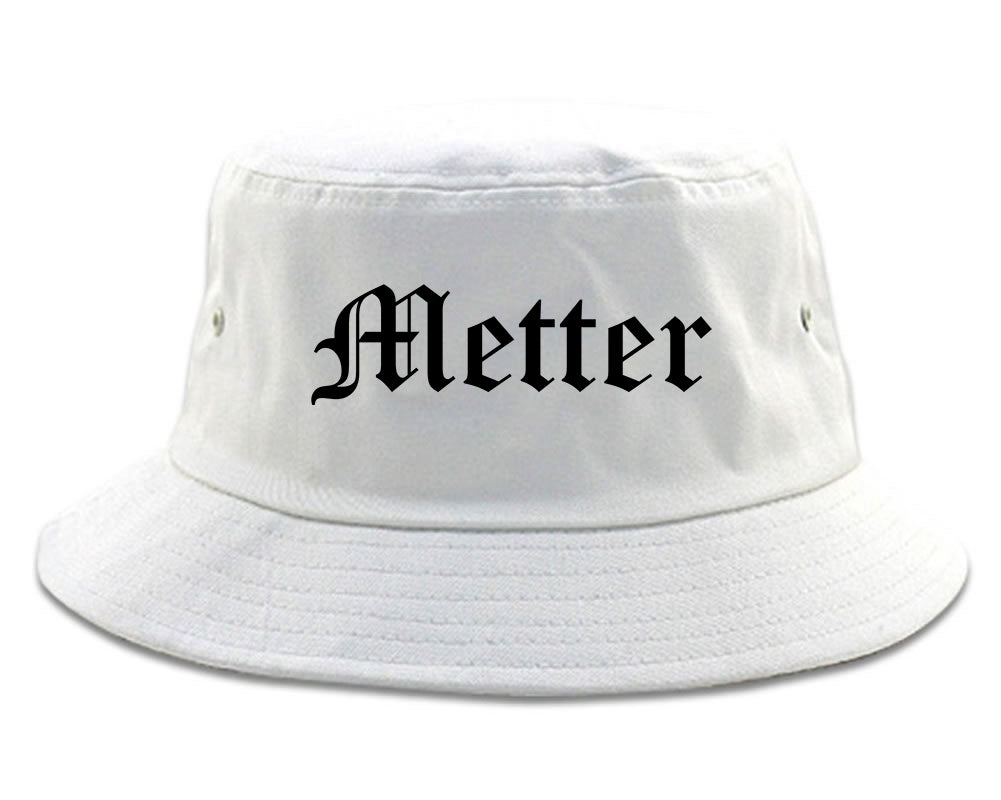 Metter Georgia GA Old English Mens Bucket Hat White