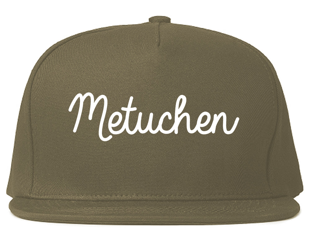 Metuchen New Jersey NJ Script Mens Snapback Hat Grey