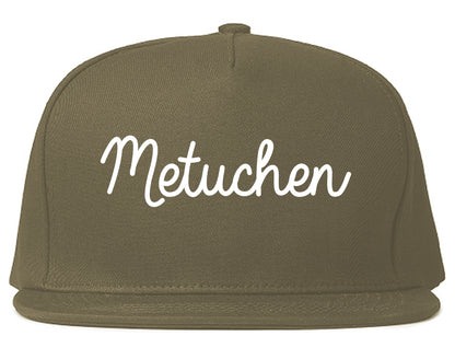 Metuchen New Jersey NJ Script Mens Snapback Hat Grey