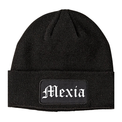 Mexia Texas TX Old English Mens Knit Beanie Hat Cap Black