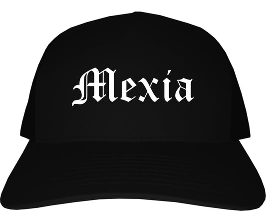 Mexia Texas TX Old English Mens Trucker Hat Cap Black